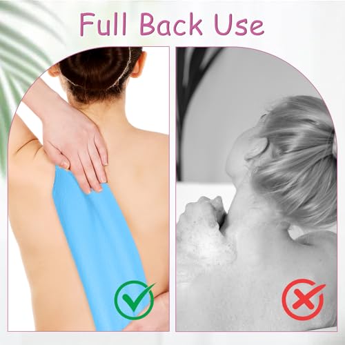 2 Pcs Back Washer for Shower,Exfoliating Back Scrubber with Handles Backs Wash Cloth Stretchable Backs Scrubber for Shower for Women(Blue,Purple) - color: Pink,green