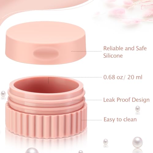 Maxcheck 4 Pcs Travel Containers for Toiletries 0.68 Oz/20 ml Small Silicone Cream Jar with Lid Mini Leakproof Lotion Jar Refillable Travel Cosmetic Container for Face Body Skin Cream (Elegant Color) - color: Elegant Color