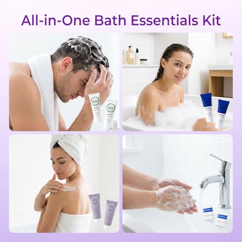 Toiletries Individually Wrapped Set Bulk, Travel Size 1 Fl oz Mini Body Wash Body Lotion Shampoo Conditioner 0.88 oz Bars Soap Toiletry Kit Guest Amenities for Hotel/Shelter/Homeless (Pack of 10) - size: Pack of 10
