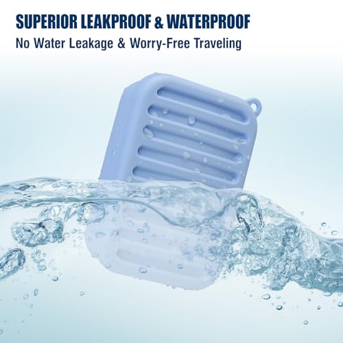 Superior Leak-Proof Silicone Travel Soap Case with Drainage Lid/Layer, Compact Bar Soap Container, Durable Soap Holder for Camping, Gym, and Travel Size Toiletries (Light-Blue) - color: Light-blue
