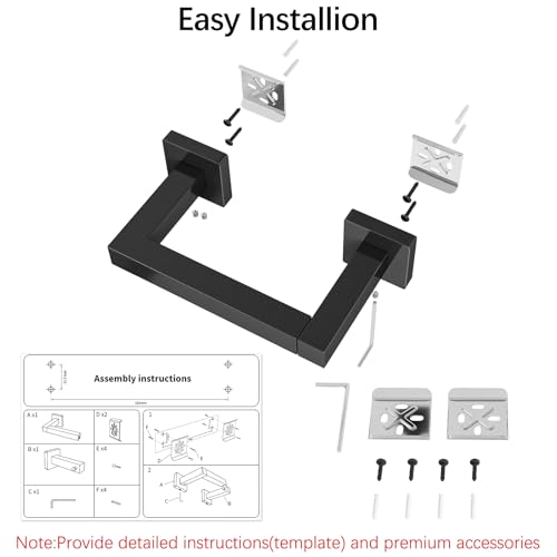 FEILERN Toilet Paper Holder Matte Black Wall Mounted Post Pivoting Square Tissue Holders Roll Holder Hangers for Bathroom Commercial Toilet Paper Dispenser - color: Black, size: 1 Pack