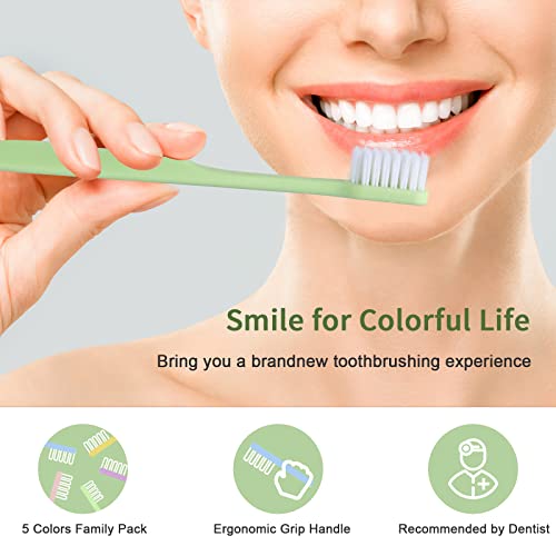 SUREE Extra Soft Toothbrush for Sensitive Teeth and Gums (5 Pack), Ultra Soft Toothbrush with 10000 Micro Nano Bristles for Adults and Elderly - style: 5 Packs (No Case)