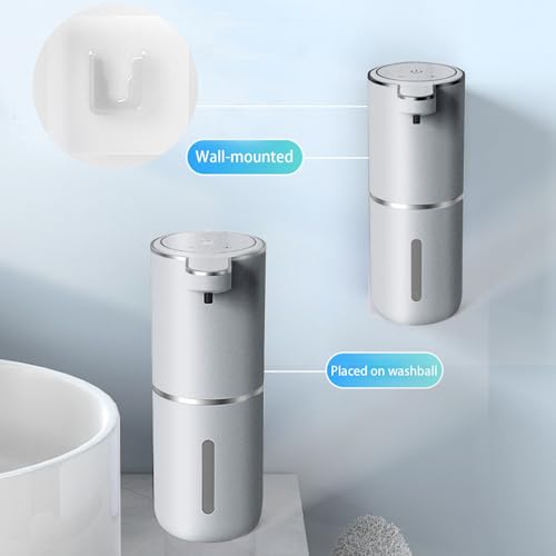 Automatic Soap Dispenser – Touchless Foaming Soap Dispenser 400ml USB Rechargeable Dispenser Electric Wall Mounted 4levels Adjustable Foam Soap Dispenser Pump for Bathroom Kitchen(Silver) - color: Silver, style: Foam