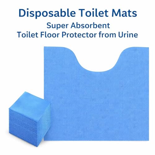 Upgraded 25 Pack Disposable Toilet Mats,Super Absorbent Toilet Floor Protector from Urine,Disposable Toilet Floor Mat for Urine,U Shaped Toilet Mat for Urine,Around Toilet Floor Protector 24" x 22"