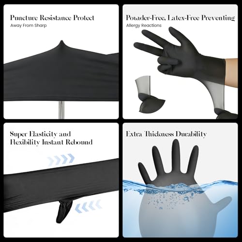 Kids Disposable Gloves for 4-8 Years, 5Mil Small Black Nitrile Gloves for Work, Cleaning, Cooking, Gardening，Latex-Free and Powder-Free(XS,100PCS) - color: Black of 100pcs, size: X-Small