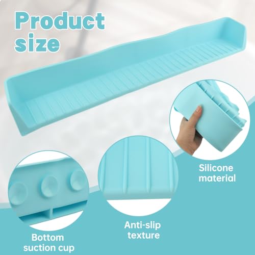 Bathtub Splash Guard, Longer Silicone Splash Guard for Bathtub with 11 Suction Cups, Prevents Water Spills in Bathroom, with Storage Area, 31.5" x 4.53" (Color:Blue)