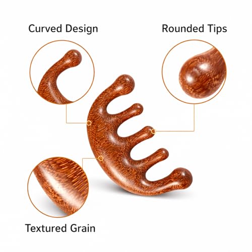 Wooden Scalp Massager, 3-Piece Set for Stress Relief and Scalp Care, Portable Head Massage Tool with Wooden Construction, Ideal for Daily Use and Travel