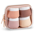 Mrsdry Travel Containers for Toiletries 4 Pack, Clear Hard Zipper Case, TSA Approved Travel Size Toiletries, With Clear Bag Leak Proof Silicone Jars, Creams Jars Carrying Small Items - color: Red Soil-Clear Hard Zipper Case, size: 1 oz