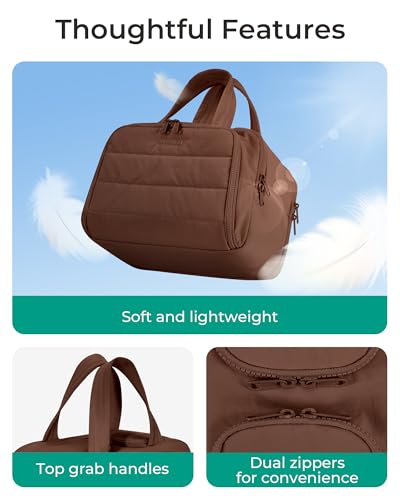 BAGSMART Travel Toiletry Bag, Puffy Toiletry Bag for Women, Wide-open toiletry bags for traveling, Large Travel Cosmetic Makeup Bag Organizer for Accessories,Toiletrie (Coffee Brown) - color: g-Coffee Brown
