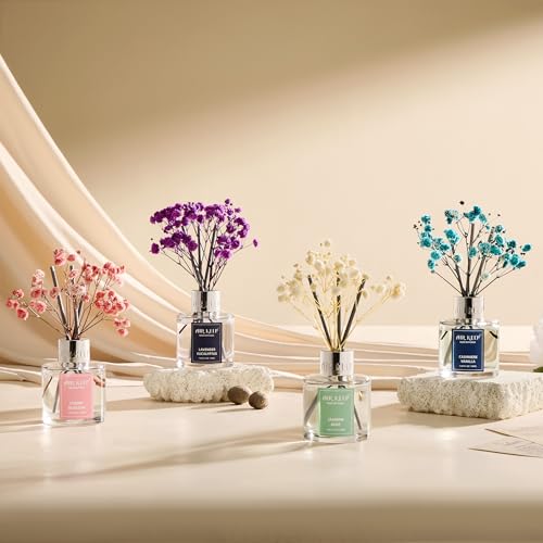 Airkeep Reed Diffuser Set,1.69 fl oz (50 ml) - Clean Linen Oil Diffusers with 8 Reed Sticks,Home Fragrance Reed Diffuser for Bathroom Shelf Decor - size: Real Flower/1.69Ounce/1pack
