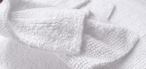 Bedding Craft Cotton Bathroom Mat Set, Reversible Water Absorbent Bath Mat Rug, Machine Washable, 2 Pieces (17x24 + 21x34) - color: White, size: 1'5" x 2' + 1'9" x 2'10" (Rectangular)