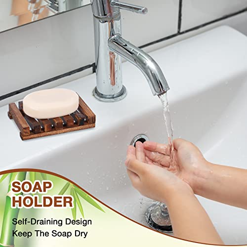 Skylety 50 Pieces Wooden Shower Soap Dish Bulk Soap Holder Savers Draining Tray Case Stand for Bathroom Kitchen Travel Sponge Shampoo Sink, 4.5 x 3.1 x 0.9 Inches (Brown Color) - color: Brown Color