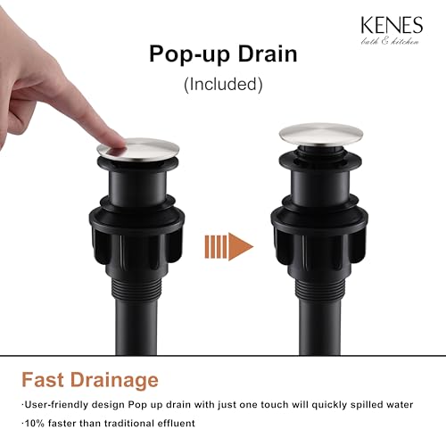 KENES Brushed Nickel Vessel Sink Facuet Single Handle Tall Bathroom Sink Faucet Vanity Bathroom Faucet Basin Mixer Tap with Water Supply Hose and Pop Up Sink Drain, LJ-9031A - color: Brushed Nickel, size: Tall