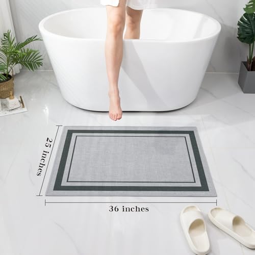 chakme Bathroom Rugs Mat 36x24, Ultra Thin Non Slip Bath Mat Large Quick Dry Absorbent Bath Mat for Bathroom Floor, (Light Grey, 36"x24") - color: Light Grey, size: Medium (36" x 24")