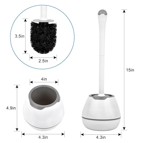 Toilet Bowl Brush and Holder, Toilet Scrubber 2 Pack with Long Handle, Easy to Hide, Drip-Proof, Deep Cleaning