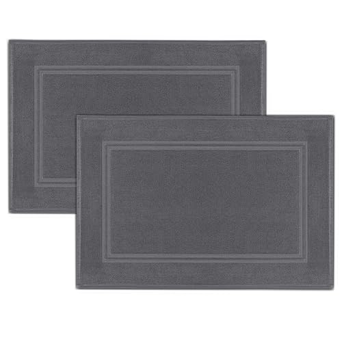 Tens Towels Pack of 2 Bath Mats 100% Cotton, 20 x 32 Inches, Super Absorbent, Hotel Quality Premium Floor Towels, Luxurious, Soft & Quick Dry, Not a Bathroom Rug, Dark Grey - color: Dark Grey