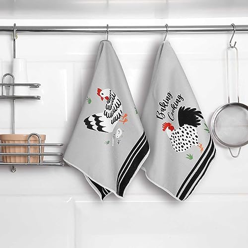 Boyiee Set of 6 Farm Chickens Kitchen Towels Farmhouse Absorbent Dish Tea Towels Rustic Country Rooster 24 x 16 Inches Gifts Chickens Hand Washcloth Gifts for Kitchen Bathroom Decorations - color: Chickens