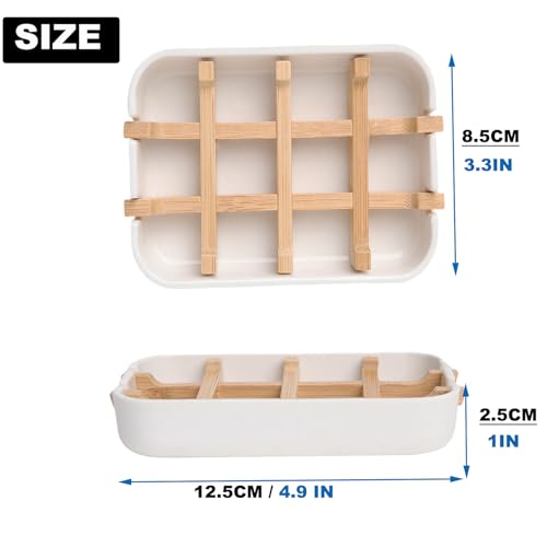 Bamboo Fiber Soap Holder & Dish, 2 Pack, White | Bathroom Bar Soap Holder, Sink Deck, Bathtub, Shower Tray - color: 2pcs-white