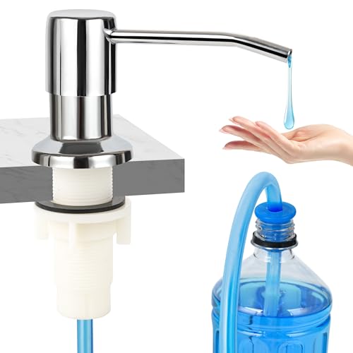 Soap Dispenser for Kitchen Sink,Chrome Stainless Steel Countertop Dish Sink Soap Dispenser Pump with 47 '' Extension Tube kit - color: Chrome