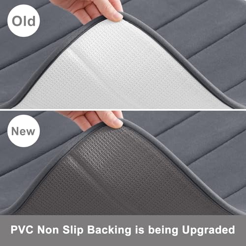 Buganda Memory Foam Bath Mat, 59" x 34", Ultra Soft Bathroom Rugs, Water Absorbent and Machine Washable Bath Rug Runner for Bathroom, Shower, and Tub, Dark Grey - color: Dark Grey, size: 59" X 34"