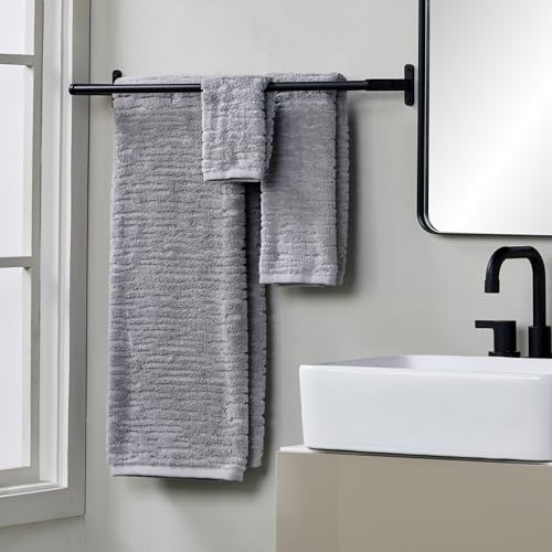 SKL Home CloudSoft 100% Cotton Luxury 6-Piece Towel Set, 600 GSM, Ultra Plush & Absorbent - 2 Bath Towels, 2 Hand Towels, 2 Washcloths, Gray - color: Gray, style: 6-Piece Towel Set