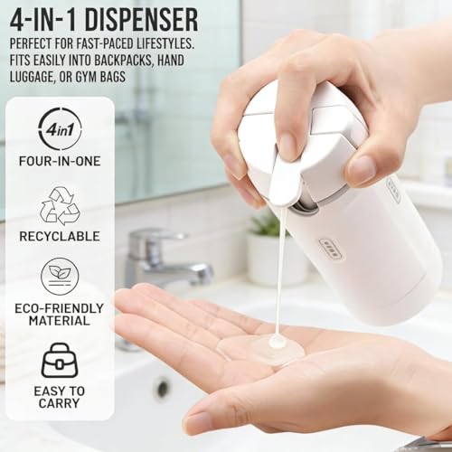 Travel Dispenser Set, 4 Pack 30ml Leak Proof Portable Bottles for Shampoo, Lotion, Conditioner, Cream, with Label Stickers (1, Green) - color: Green
