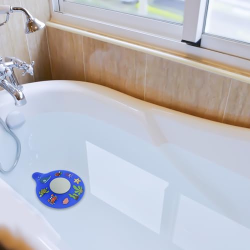Silicone Bathtub Drain Stopper with Beach Scenery Print - Universal Tub Plug Cover, Beautiful Coral Reef Design - Ideal Gift for Kids, Tots, Babies (Blue) - color: Blue