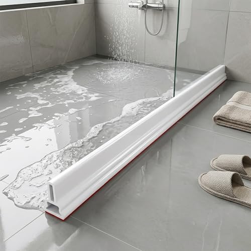 118Inch Collapsible Threshold Water Dam 1.5" high Walkin Shower Guard To Keep Water In Shower Stall Water Barrier Silicone For Dry And Wet Bathroom Kitchen Wheelchair Accessible - color: 1.5" High/White, style: 118inch