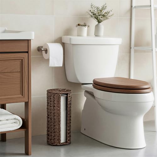 GRANNY SAYS Toilet Paper Storage Basket with Lid, Toilet Paper Holder Stand, Waterproof Organizer for Bathroom, Bathroom Baskets for 3 Mega Rolls, Brown - color: Brown, size: 6¾"D(For 3 Roll)