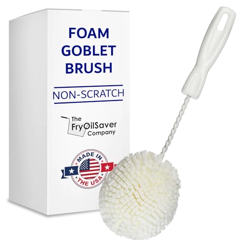 Foam Goblet Wine Glass Cleaner Brush - Foam Wine Glass Brush Cleaner - Non-Scratch & Soft Bristles for Wide Neck Glasses - Dishwasher Safe - For Home, Hotel, Restaurant, Bar - by FryOilSaver Co. B232C - size: Goblet