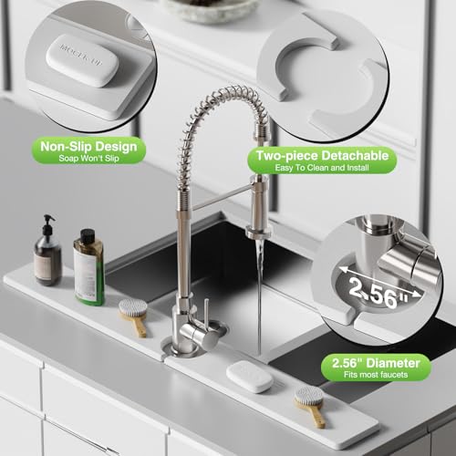30" x 4" Stone Faucet Mat for Kitchen Sink, Quick Drying Diatomite Sink Tray, Faucet Sink Splash Guard for Prevents Moisture Buildup (White) - color: White, size: 30" x 4"