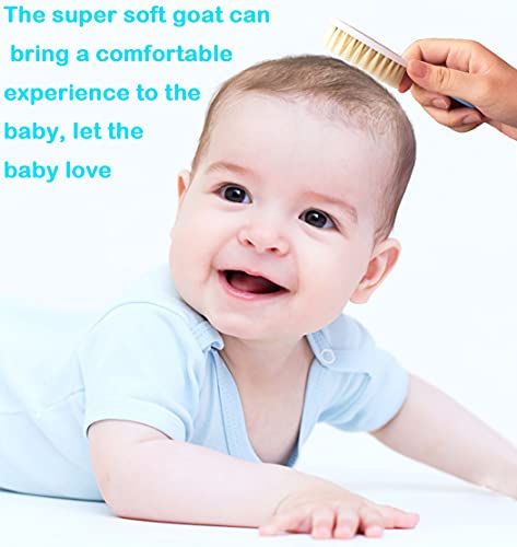Baby Hair Brush &Silicone Baby Cradle Cap Brush Set, for Newborns & Toddlers-Natural Soft Goat Bristles-Ideal for Cradle Cap-Perfect Baby Registry Gift (Blue) - color: Blue