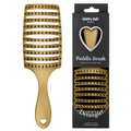 HAPPY HAIR BRUSH Happy Detangler Paddle Brush with Boar Bristles & Nylon Pins | Designed by Women to Detangle & Smooth Thick, Fine or Curly Hair | Pain-Free Slick Back Brush, Ultra Lightweight (Gold) - color: Gold