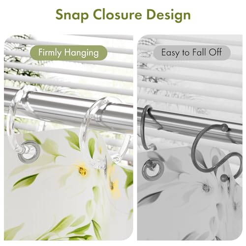 Amazer Plastic Shower Curtain Rings, 24 Pcs Shower Curtain Hooks, O Shape Clear Shower Curtain Hooks Rings, Easy to Snap Closure, Shower Hooks for Shower Curtain and Liner Bathroom - color: Clear, size: 24 Pack