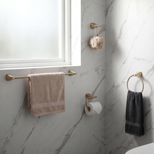 4 Piece Gold Bathroom Hardware Set - Brushed Gold Bathroom Accessories, 23.6 Inch Towel Bar | Towel Hook | Toilet Paper Holder | Hand Towel Holder (Dark Champagne Bronze) - color: Dark Champagne Bronze