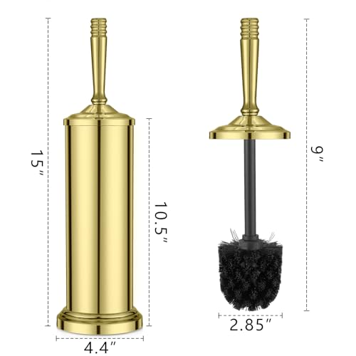 Stainless Steel Toilet Brush and Holder,Gold Toilet Bowl Brush with Long Handle for Bathroom,Toilet Brushes-Space Saving,Covered Brush, Durable, Deep Cleaning,Splash Resistant - color: Gold01