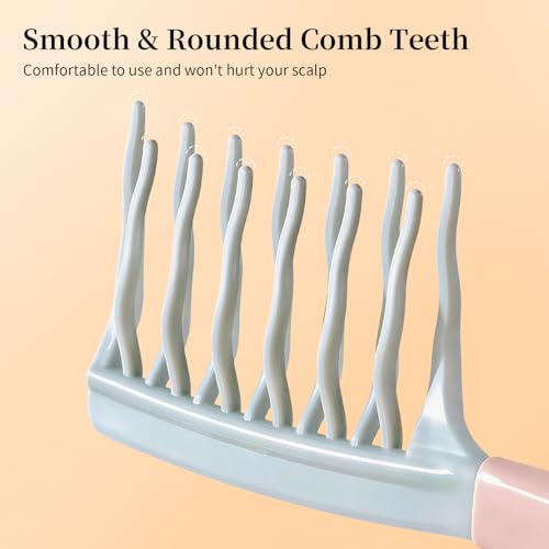 Wide Tooth Comb for Curls, Detangling Comb with Double Row Wavy Tooth for Curly/Wavy/Thick/Long/Wet & Dry Hair, Detangler Hair Brush Large Tooth Shower Hair Comb for Women Girl Men - color: Green
