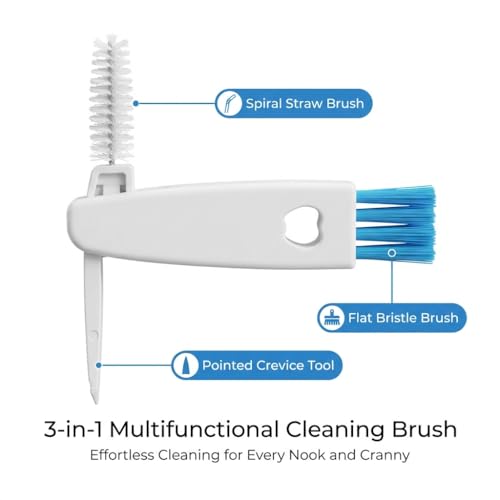 3 in 1 Cup Lid Gap Cleaning Brush Set, Multifunctional Bottle Cleaning Brush, Mutipurpose Tiny Silicone Cup Holder Cleaner, Home Kitchen Cleaning Tools 4Pack (2PCSWhite+Pink+Blue) - color: White+pink+blue
