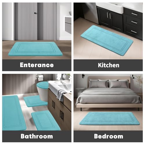 YIHOUSE Teal Memory Foam Bath Mat Set 5 Pieces - color: Teal, size: 5pieces