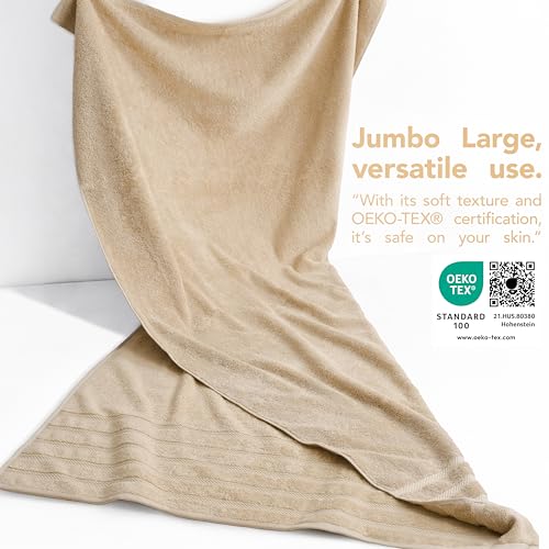 American Soft Linen 100% Cotton Luxury Turkish Towels, 2PC 35x70 Bath Sheet | Soft Absorbent Quick Dry OEKO Tex Standard 100 Certificated Durable Machine Washable Breathable Premium Hotel Quality - color: Beige, size: 2 PC (35"x70")