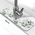 Leaf Green Floral Branch 15" X 5.5" Kitchen Sink Splash Guard Faucet Faucet Guard Draining Mat Sink Splash Guard Faucet Kitchen Bathroom - color: Leaf Green Floral Branch