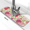 English Rose Flower Floral Pink Red 15" X 5.5" Kitchen Sink Splash Guard Faucet Faucet Guard Draining Mat Sink Splash Guard Faucet Kitchen Bathroom - color: English Rose Flower Floral Pink Red