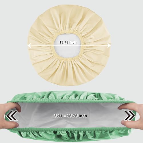 2 Pack Shower Caps for Women, Reusable Waterproof Shower Cap with Elastic Band, Thickened Waterproof Fabric Shower Bonnet for Braids, Long Hair - color: Warm Beige/Mint Green