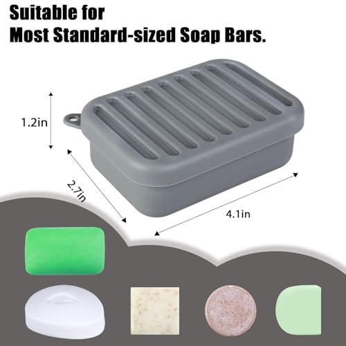 Silicone Travel Soap Case Leakproof Soap Container with Drain Pad Dark Gray | Silicone Soap Holder, Travel Soap Case, Leak-Proof Soap Box, Removable Drain Tray, Portable Soap Container, Gym & Camping Use - color: Dark Gray