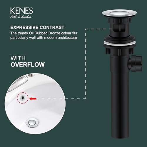 KENES Bathroom Sink Drain Stopper with Lift Rod, Chrome Sink Drain with Overflow, Lavatory Pop Up Drain Assembly for Bathroom Vanity Sink, LJ-P701-5 - color: Chrome, size: Small Pop up Cap (With Overflow)