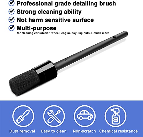 HMPLL 10pcs Detailing Brush Set, Multi-Purpose Car Detailing Brushes for Cleaning Car Interior, Exterior, Engine, Leather, Including 5 car Cleaning Brush, 3 Wire Brush, 2 Air Vent Brush,Black - color: black-10pcs