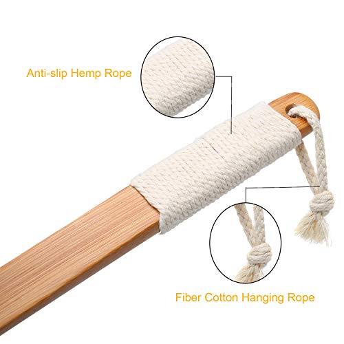 Leotruny 100% Natural Exfoliating Loofah with Long Wooden Handle | Shower Back Brush