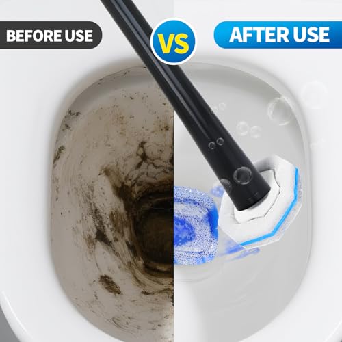 Disposable Toilet Bowl Brush with 36 Toilet Wand Refills Pads Replacement Heads, Toilet Cleaning Stick,Toilet Bowl Cleaner Wands Holder and Set, Toilet Cleaning System Starter Kit - style: Toilet brush+36 refills