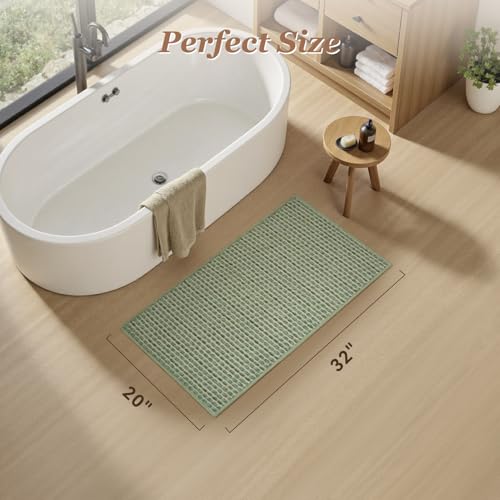 AMOAMI Unique Woven Bath Mat, Super Absorbent Non Slip Bath Mat, 20" x 32", Sage - color: Sage, size: 20" x 32"