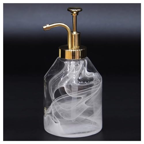 Glass Soap Dispenser for Kitchen and Bathroom Counter, 375ml/12.7 Oz Unique 3D White Smog Thick Glass Hand Soap Bottle with Smooth Action Rust-Free ABS Pump, Kitchen Dish Soap Dispenser (White) - color: White-01